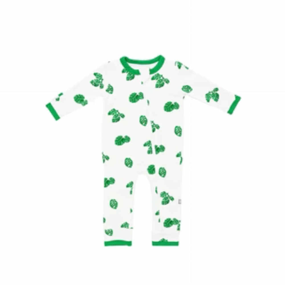 Kyte BABY Mustera Green and White Zipper Romper - 3T
